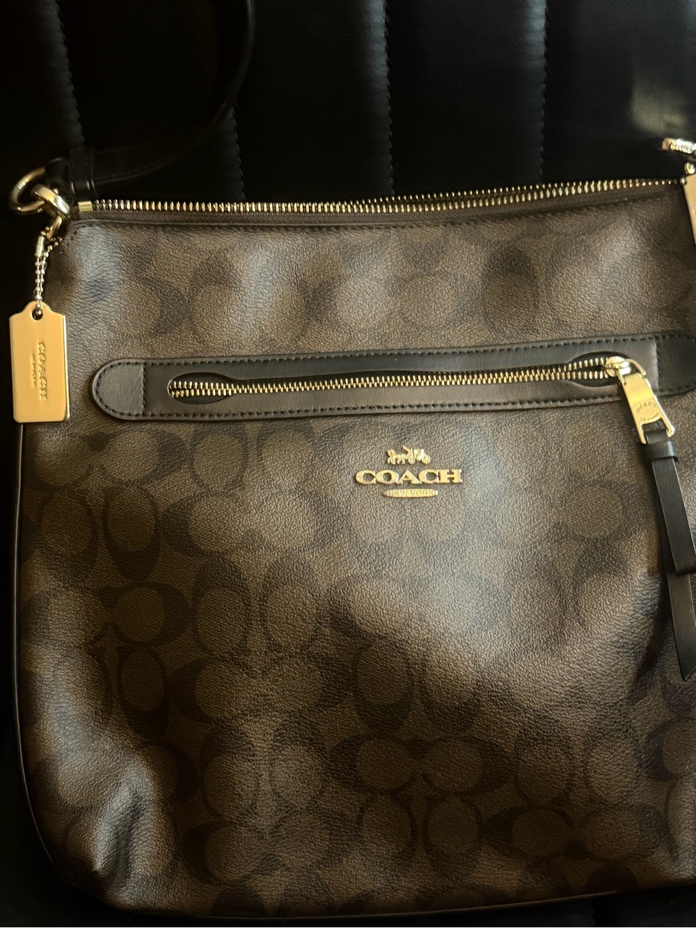 Coach Chocolate Crossbody Bag with Black C’s and Gold hardware